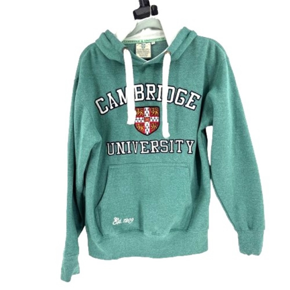 Authentic UNIVERSITY OF CAMBRIDGE with Iconic Coat of Arms Hoodie. Green Marl.